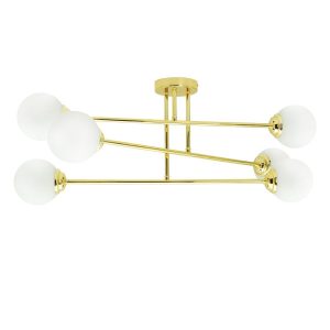 Lampa sufitowa złoto-biała PALLE 6xE27x10W wym: 32x80x80 cm IdeaLED 821487 Lampa sufitowa złoto-biała PALLE 6xE27x10W wym: 32x80x80 cm IdeaLED 821487