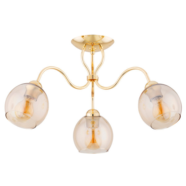 Lampa sufitowa złoto-bursztynowy ARIEL 3xE27x15W wym: 33x58x58 cm Alfa 860287