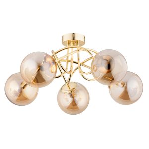Lampa sufitowa złoto-bursztynowy BANKO 5xE14x10W wym: 26x51x51 cm Alfa 864105 Lampa sufitowa złoto-bursztynowy BANKO 5xE14x10W wym: 26x51x51 cm Alfa 864105