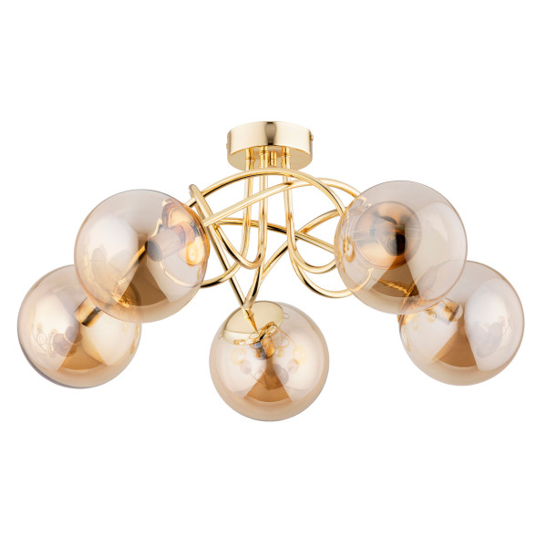 Lampa sufitowa złoto-bursztynowy BANKO 5xE14x10W wym: 26x51x51 cm Alfa 864105