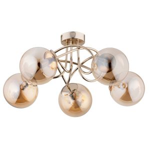 Lampa sufitowa złoto-bursztynowy BANKO 5xE14x10W wym: 26x51x51 cm Alfa 860575 Lampa sufitowa złoto-bursztynowy BANKO 5xE14x10W wym: 26x51x51 cm Alfa 860575