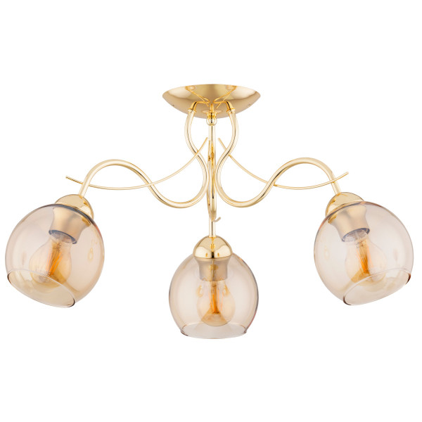 Lampa sufitowa złoto-bursztynowy NARIA 3xE27x15W wym: 33x58x58 cm Alfa 860671