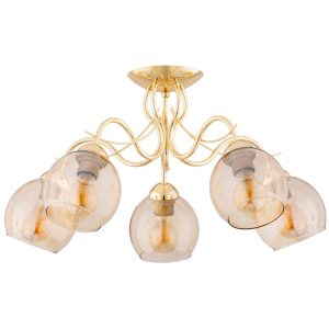 Lampa sufitowa złoto-bursztynowy NARIA 5xE27x15W wym: 32,5x62x62 cm Alfa 860632 Lampa sufitowa złoto-bursztynowy NARIA 5xE27x15W wym: 32,5x62x62 cm Alfa 860632