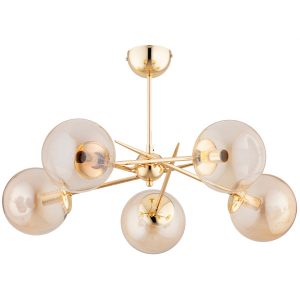 Lampa sufitowa złoto-bursztynowy PRIMERY 5xE14x10W wym: 38x63x63 cm Alfa 821511 Lampa sufitowa złoto-bursztynowy PRIMERY 5xE14x10W wym: 38x63x63 cm Alfa 821511