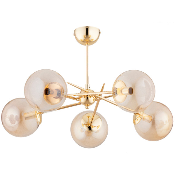 Lampa sufitowa złoto-bursztynowy PRIMERY 5xE14x10W wym: 38x63x63 cm Alfa 821511