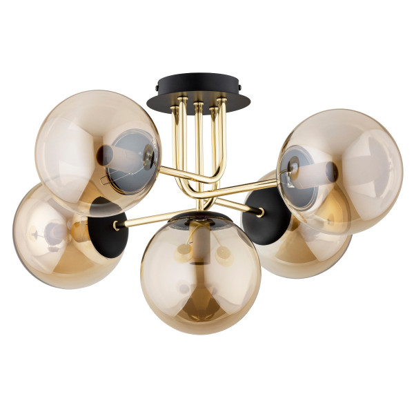 Lampa sufitowa złoto-czarna BOSS 5xE14x10W wym: 33x65x65 cm Alfa 864191