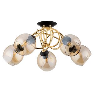 Lampa sufitowa złoto-czarna-bursztynowy MODENA 5xE27x15W Alfa 821513 Lampa sufitowa złoto-czarna-bursztynowy MODENA 5xE27x15W Alfa 821513