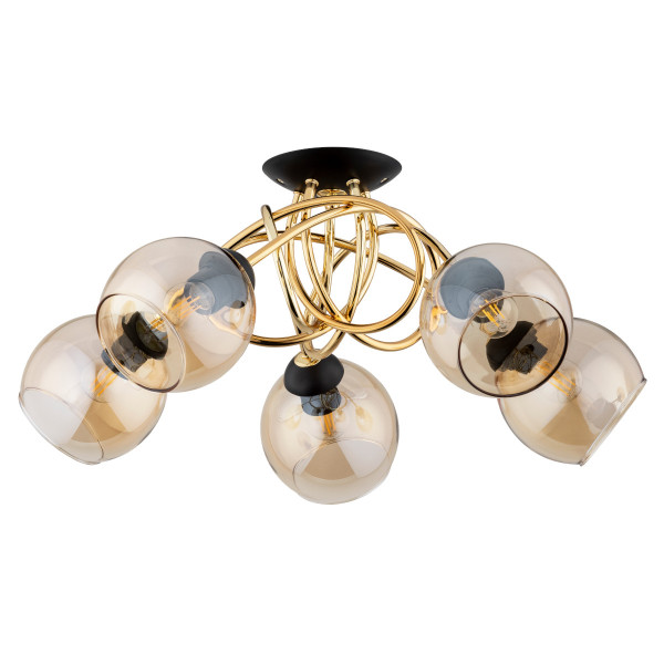 Lampa sufitowa złoto-czarna-bursztynowy MODENA 5xE27x15W Alfa 821513