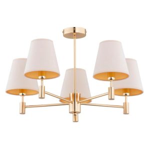 Lampa sufitowa złoto-kremowa ASTRIT 5xE14x10W wym: 38x61x61 cm Alfa 864072 Lampa sufitowa złoto-kremowa ASTRIT 5xE14x10W wym: 38x61x61 cm Alfa 864072