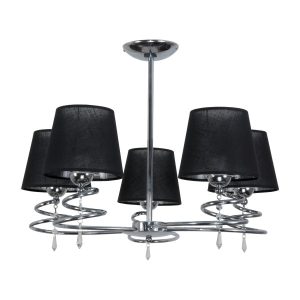 Lampa sufitowa żyrandol chrom czarne abażury EDYLIT 5xE27 QUEEN NEGRO II 1004537 Lampa sufitowa żyrandol chrom czarne abażury EDYLIT 5xE27 QUEEN NEGRO II 1004537
