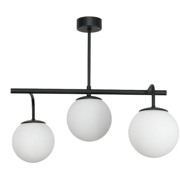 Lampa sufitowaczarna listwa kule białe do kuchni EDYLIT 3xE14 BASTER 15-382 1048119