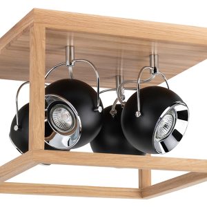 Lampa sufitpwa Roy 4-punktowa drewniana brązowo-czarna 34005 Lampa sufitpwa Roy 4-punktowa drewniana brązowo-czarna 34005