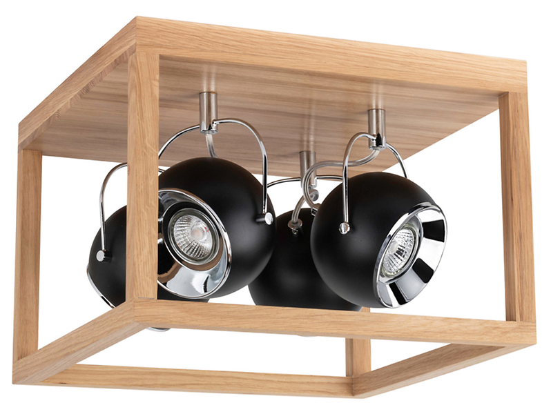 Lampa sufitpwa Roy 4-punktowa drewniana brązowo-czarna 34005