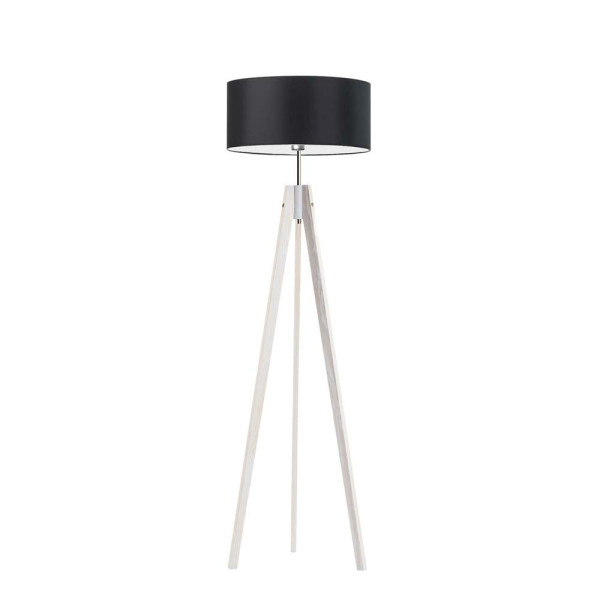 Lampa tripod drewniana abażur Biały/ Czarny 1002373