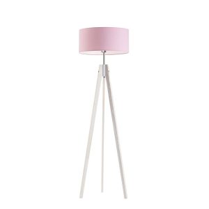 Lampa tripod drewniana abażur Biały/ Jasny Różowy 1002403 Lampa tripod drewniana abażur Biały/ Jasny Różowy 1002403