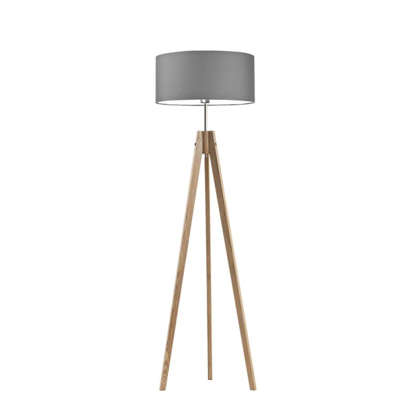 Lampa tripod drewniana abażur Dąb/ Szary Stalowy 1002370