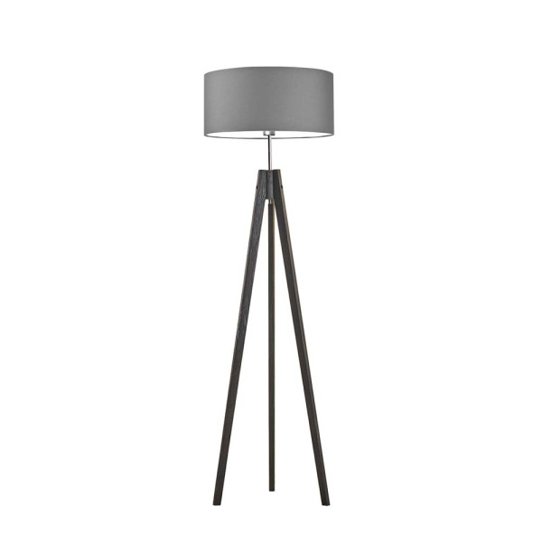 Lampa tripod drewniana abażur Heban/ Szary Stalowy 1002395