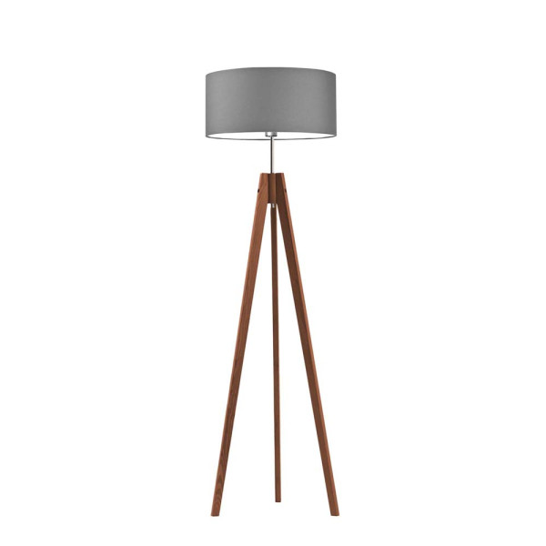 Lampa tripod drewniana abażur Mahoń/ Szary Stalowy 1002364