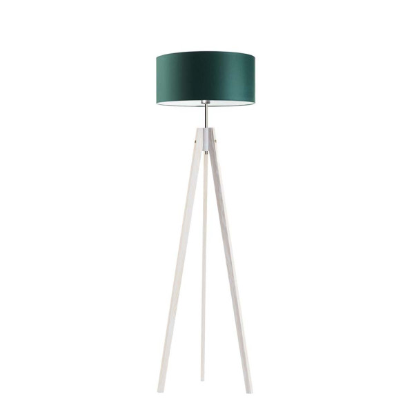 Lampa tripod drewno abażur Biały/ Zieleń Butelkowa 1002440