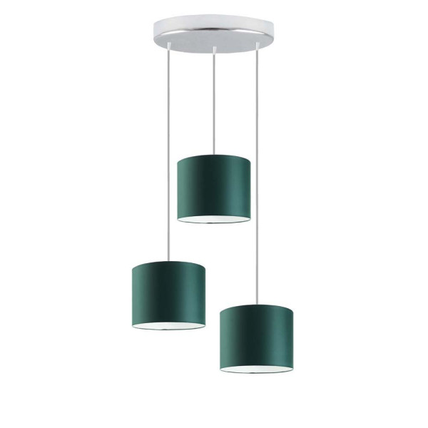 Lampa trzypunktowa PUEBLO nowoczesna Chrom/ Zieleń Butelkowa 961107