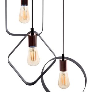 Lampa wisząca 3 klosze metalowa czarna 60815 Lampa wisząca 3 klosze metalowa czarna 60815