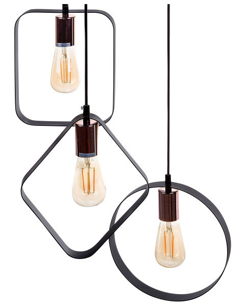 Lampa wisząca 3 klosze metalowa czarna 60815