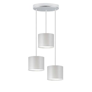 Lampa wisząca 3 klosze PUEBLO Chrom/ Jasny Szary 961078 Lampa wisząca 3 klosze PUEBLO Chrom/ Jasny Szary 961078