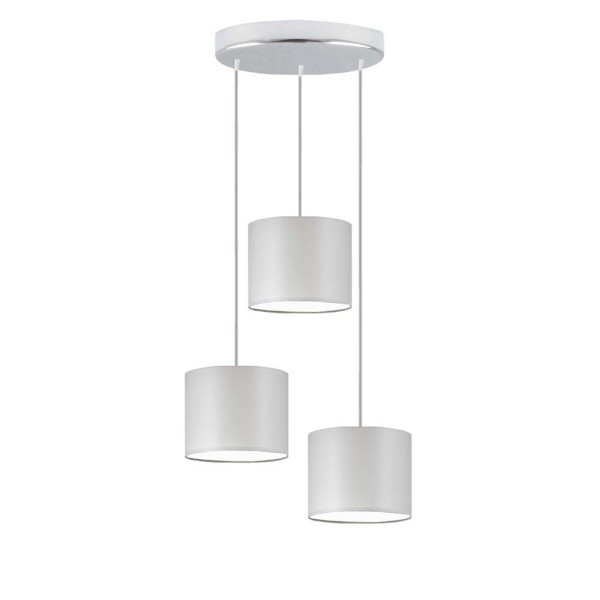 Lampa wisząca 3 klosze PUEBLO Chrom/ Jasny Szary 961078