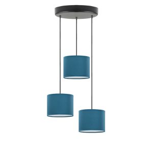 Lampa wisząca 3 klosze PUEBLO Czarny/Morski 949426 Lampa wisząca 3 klosze PUEBLO Czarny/Morski 949426