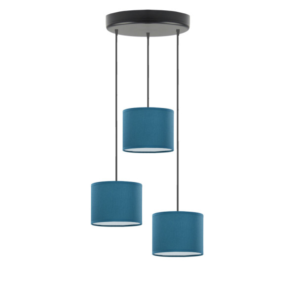 Lampa wisząca 3 klosze PUEBLO Czarny/Morski 949426