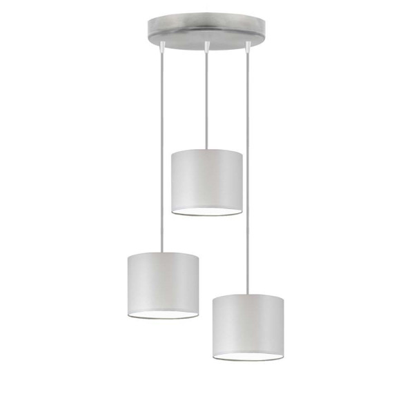 Lampa wisząca 3 klosze PUEBLO Srebrny/ Jasny Szary 963806