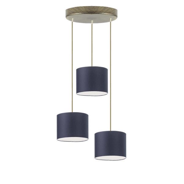 Lampa wisząca 3 punkty PUEBLO Stare złoto/ Granatowy 949443