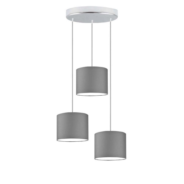 Lampa wisząca 3xE27 PUEBLO Chrom/ Szary Stalowy 961115