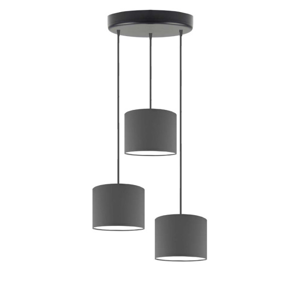 Lampa wisząca 3xE27 PUEBLO Czarny/ Szary Stalowy 961073