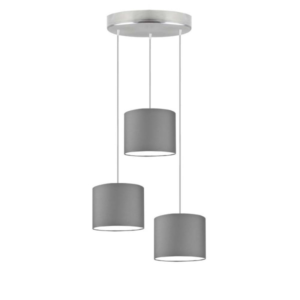 Lampa wisząca 3xE27 PUEBLO Stal szczotkowana/ Szary Stalowy 961080