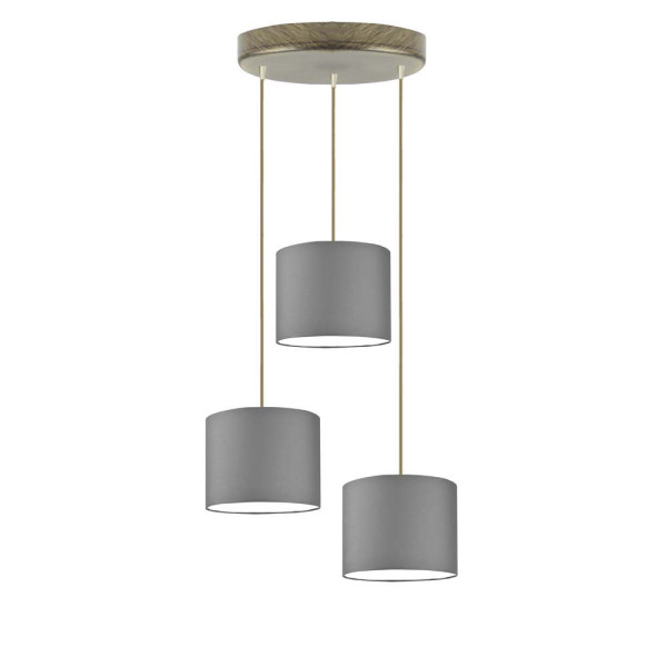 Lampa wisząca 3xE27 PUEBLO Stare złoto/ Szary Stalowy 949415