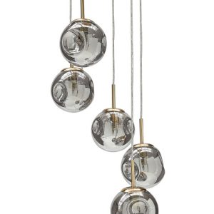 Lampa wisząca 5-punktowa przeźroczyste klosze szklane 139808 Lampa wisząca 5-punktowa przeźroczyste klosze szklane 139808