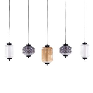 Lampa wisząca 5-punktowa szklane klosze 431214 Lampa wisząca 5-punktowa szklane klosze 431214