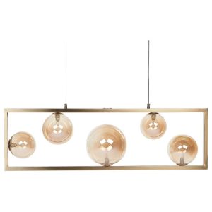 Lampa wisząca 5 żarówek metalowa mosiężna 142049 Lampa wisząca 5 żarówek metalowa mosiężna 142049
