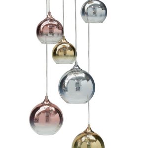 Lampa wisząca 6-punktowa przeźroczyste klosze szklane 142030 Lampa wisząca 6-punktowa przeźroczyste klosze szklane 142030