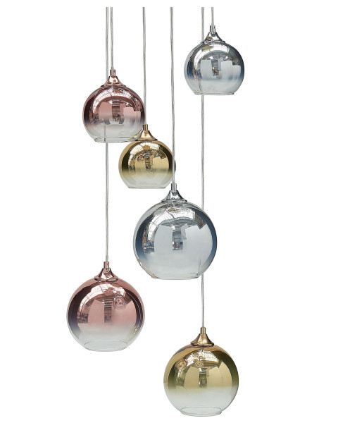 Lampa wisząca 6-punktowa przeźroczyste klosze szklane 142030