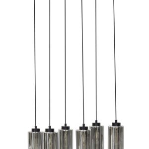 Lampa wisząca 6-punktowa szklana czarna z szarym 142072 Lampa wisząca 6-punktowa szklana czarna z szarym 142072
