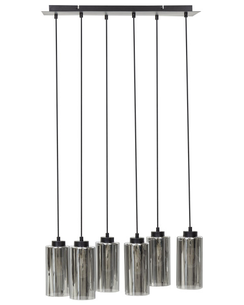 Lampa wisząca 6-punktowa szklana czarna z szarym 142072