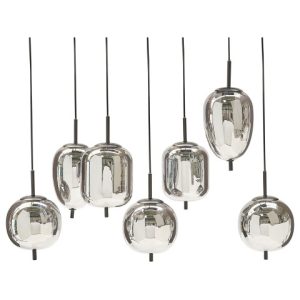 Lampa wisząca 7-punktowa srebrne klosze szklane 142048 Lampa wisząca 7-punktowa srebrne klosze szklane 142048
