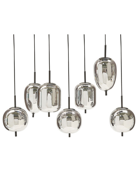 Lampa wisząca 7-punktowa srebrne klosze szklane 142048