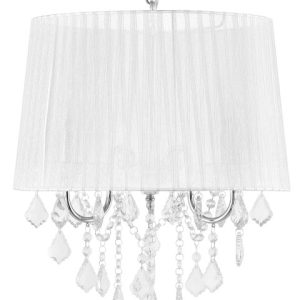 Lampa wisząca abażur kryształy biała 65497 Lampa wisząca abażur kryształy biała 65497