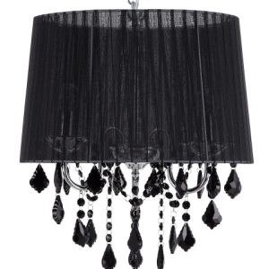 Lampa wisząca abażur kryształy czarna 60623 Lampa wisząca abażur kryształy czarna 60623