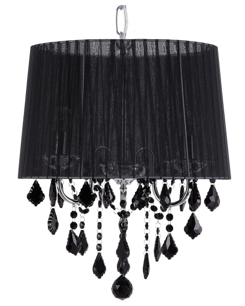 Lampa wisząca abażur kryształy czarna 60623