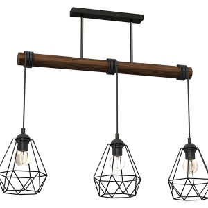 Lampa wisząca Acero 3-punktowa drewniana brązowo-czarna 45087 Lampa wisząca Acero 3-punktowa drewniana brązowo-czarna 45087