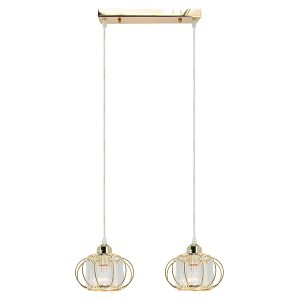 Lampa wisząca Acri 2-punktowa metalowa złota 1077856 Lampa wisząca Acri 2-punktowa metalowa złota 1077856